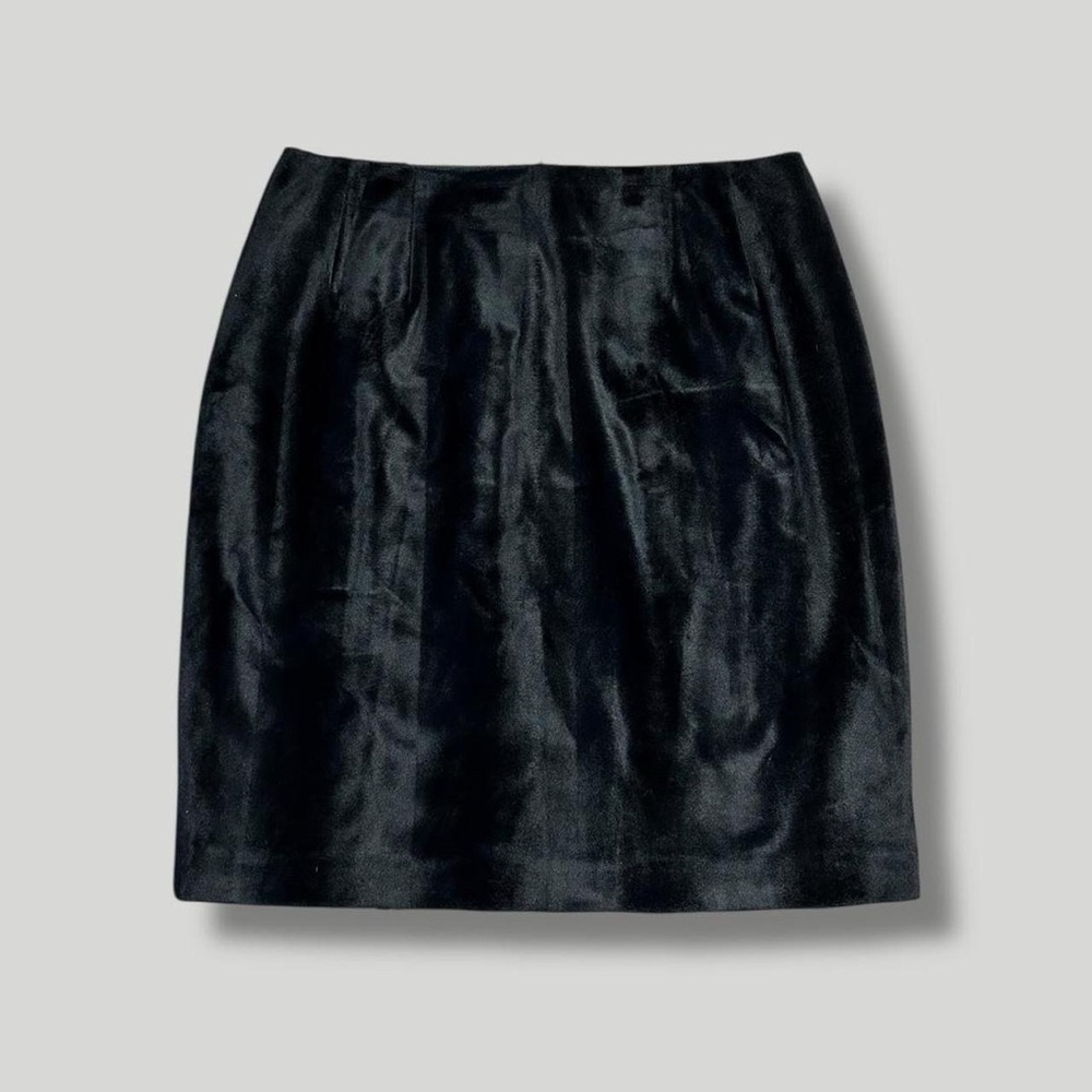 Vintage 90s Y2K faux fur black striped mini pencil skirt 16 Harvé Benard